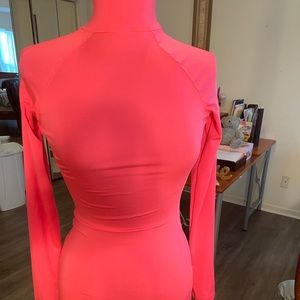 Neon pink body con dress
